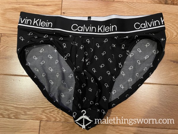 SOLD - Calvin Klein Microfiber Tight Fitting Black CK Logo Hip Briefs (S) Ready To Be Customised For You!