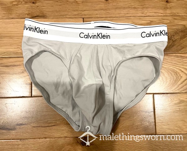 Calvin Klein Tight Fitting Light Grey Hip Briefs (S) Ready To Be Customised For You!