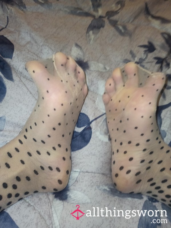 Calzini Gambaletti A Pois Neri E Trasparenti Nylon Socks