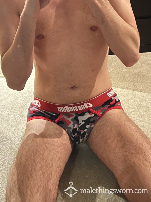 Camo Red Aussieb*m Medium Briefs