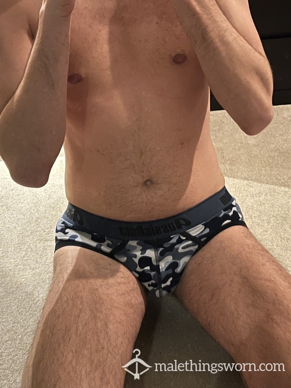 Camo Blue Grey Navy Aussieb*m Briefs Medium