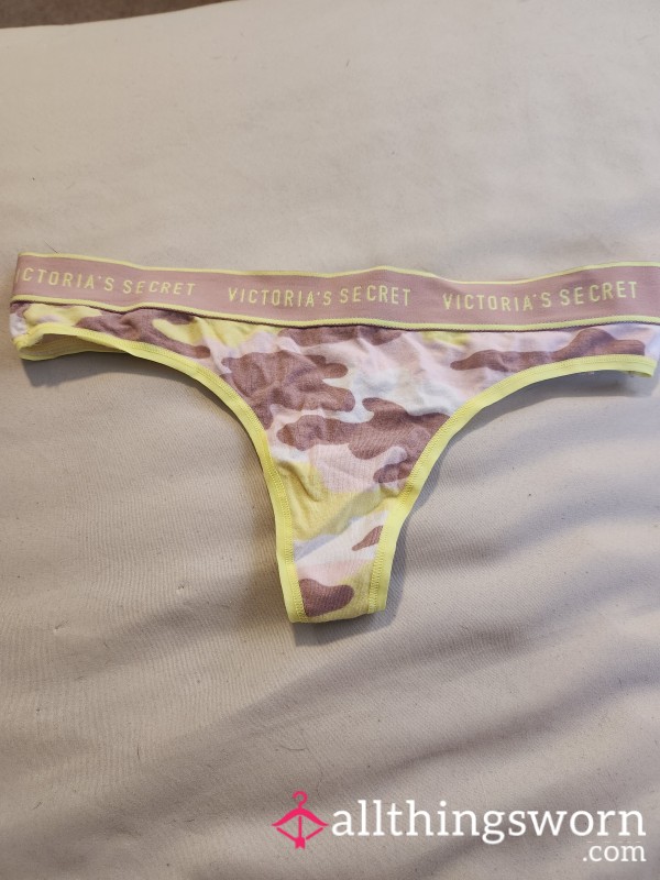 Camo Yellow Grey And White Thong Victoria Secret 24 Hour Wear