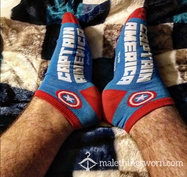 Captain America Blue Ankle Socks