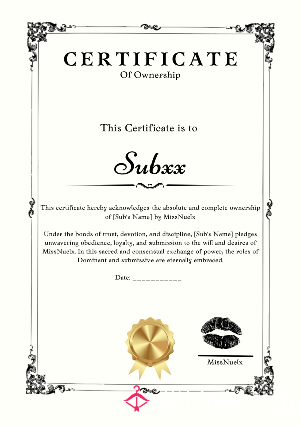 Certificate Of Ownership