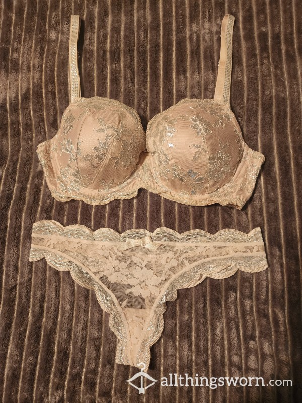 Champagne Lace.       Bra N Pantie For $25