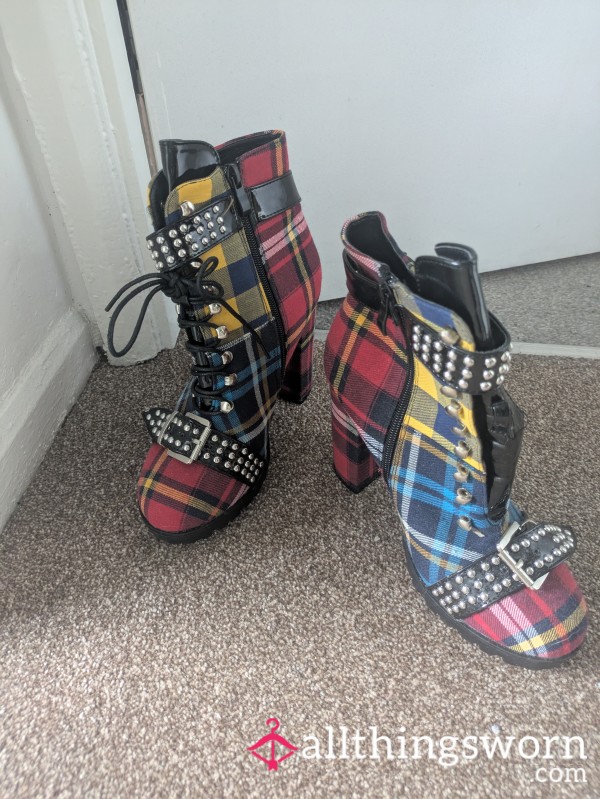 Checkered Boot High Heels