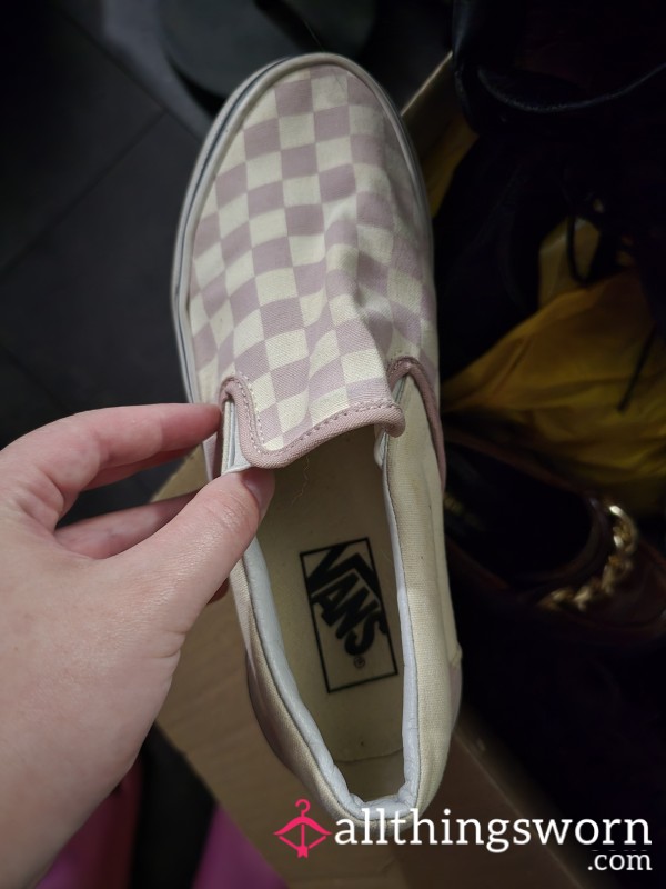 Checkered Vans Pink & White Size 5