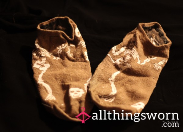 Cheesy Brown Skelly Socks - Worn 24 Hours