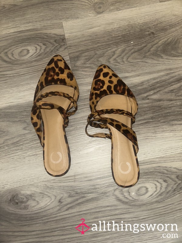 Cheetah Print Worn Mule Slides