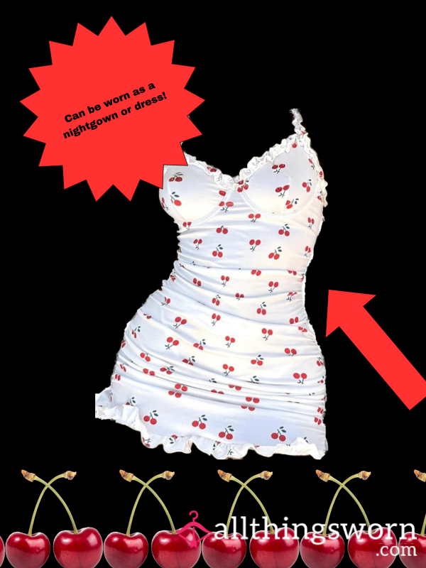 Cherry Dress/nightgown With Matching Panties