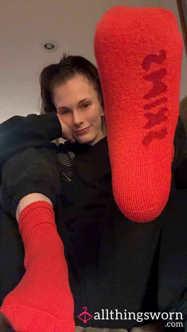 Cherry Red Crew Socks