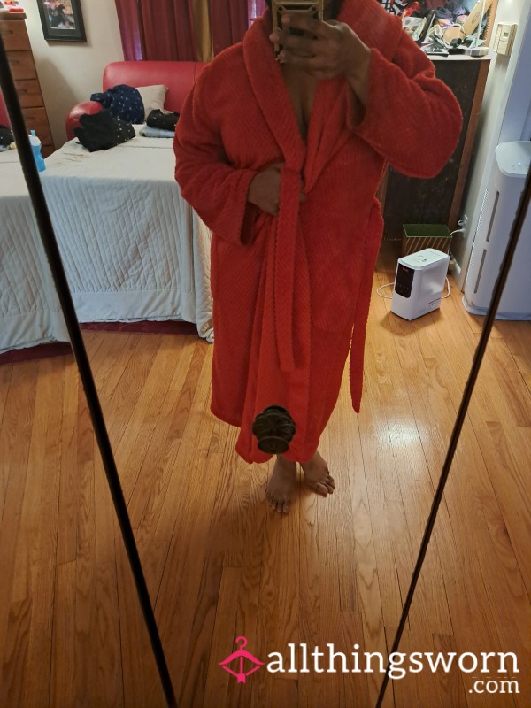 Cherry Red Fluffy Bathrobe