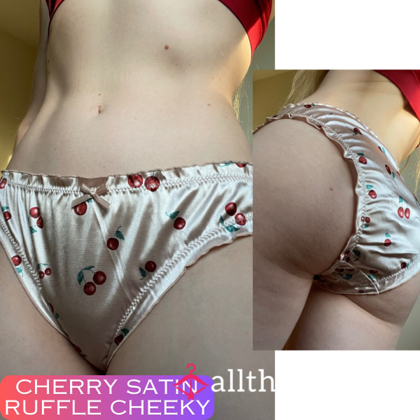 Cherry Satin Ruffle Panties 🍒 1 Day Wear - £20. Longer Wears And International Shipping Available 😈