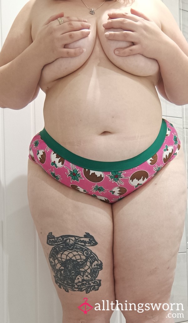 Christmas Pudding Themed Panties UK Size 20-22... Worn Just How You Like Them 🤤