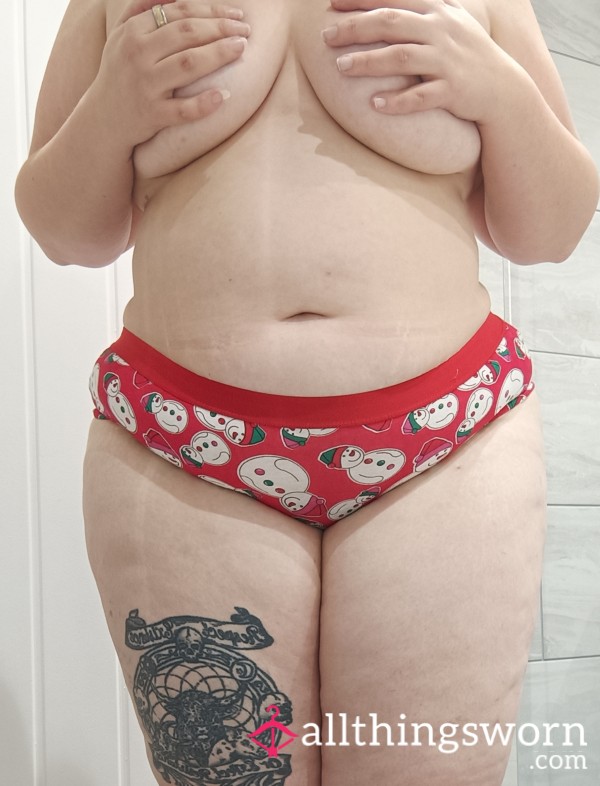 Christmas Snowman Themed Panties UK Size 20-22... Worn Just How You Like Them 🤤