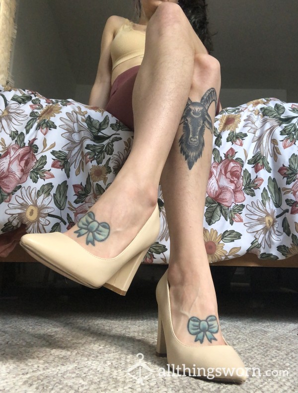 Chunky Beige Worn Heels