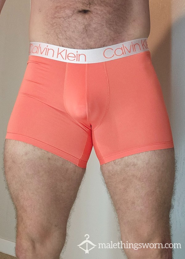 SOLD - CK Size M Boxer Briefs Orange/silver Waistband