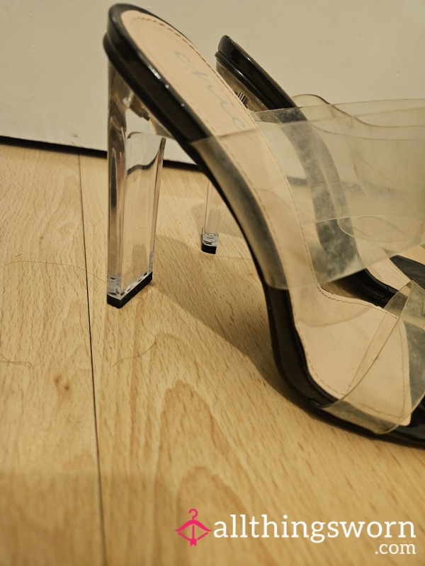 Clear Heel And Strap Heels