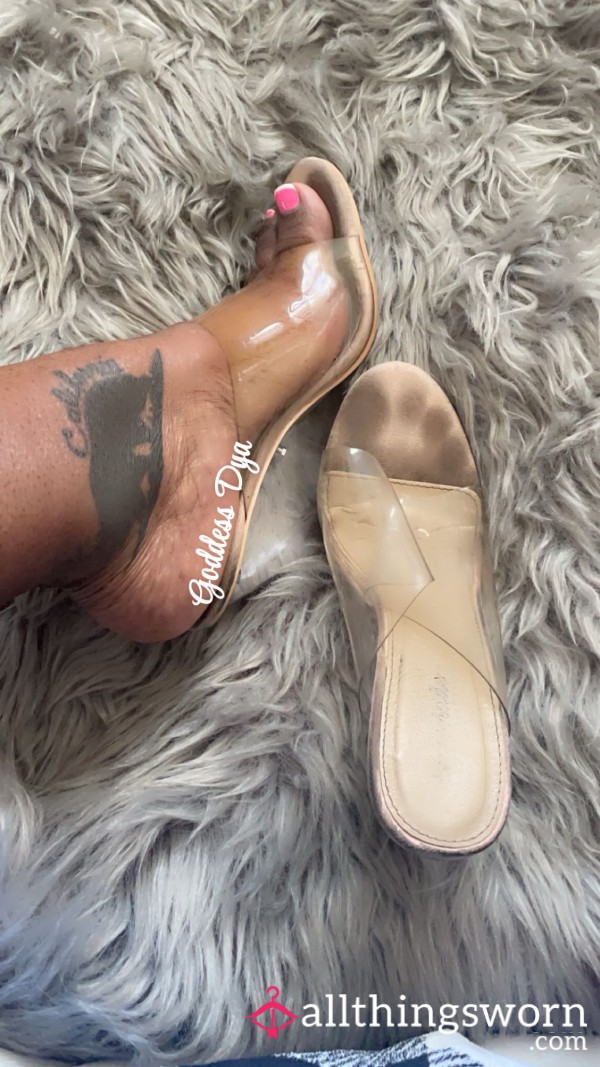 Clear Nude Slip-on Heels