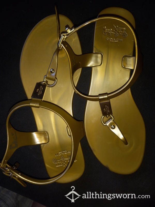 Coach Gold Flat Sandals