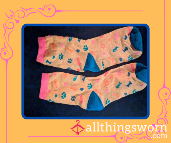 Colorful Paw & Bone Print Socks