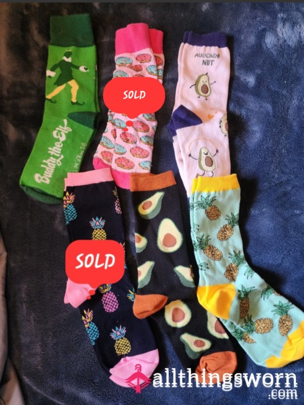 Fun Colorful Socks! Avocado, Buddy The Elf Or Pineapples! Pick Your Pair!