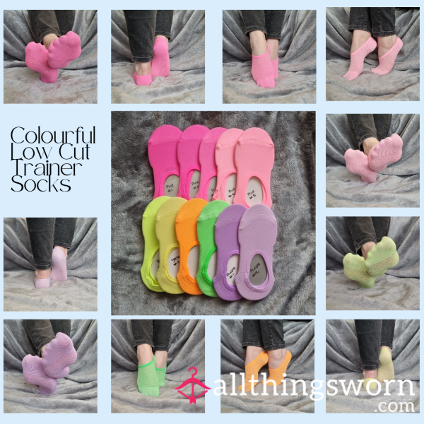 Colourful Low Cut Trainer Socks | Lots Of Colours Available | 3 Days Wear | Includes Pics & Clip | See Listing For More Info - From £20.00 + P&P