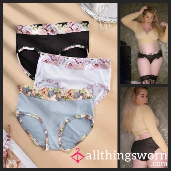 Comfy Cotton High Waisted Flor*l Detail Panties