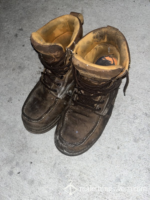 Completely Worn, Smelly Work Boots.