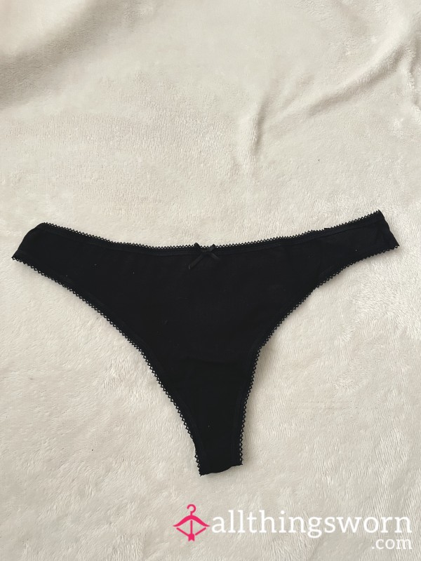 *SOLD* Cotton Black Bow Cheeky Thong