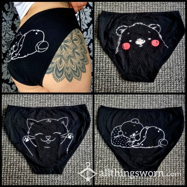 SALE Cotton Black Fullback Panties Cats On Bu*t 🐈 *4 Designs* Size XL