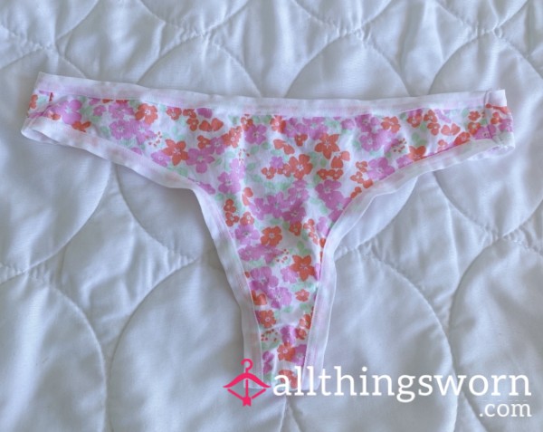 Cotton Flor*l Thong