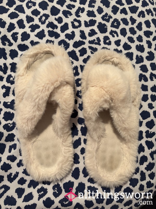 Cream Fluffy Slippers