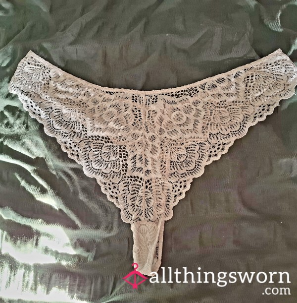 Cream Lace Plus Size Thong