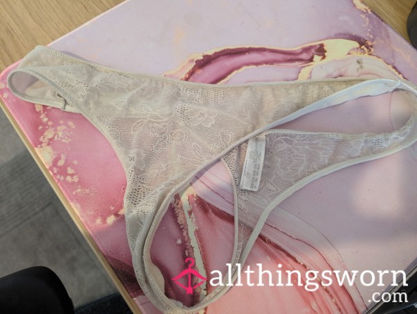 Cream Lace Thong