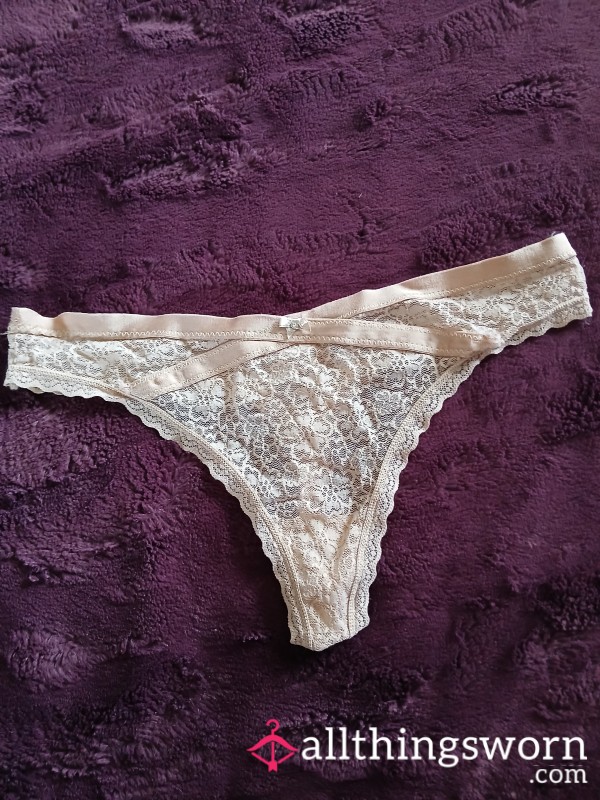 Cream Lace Thong