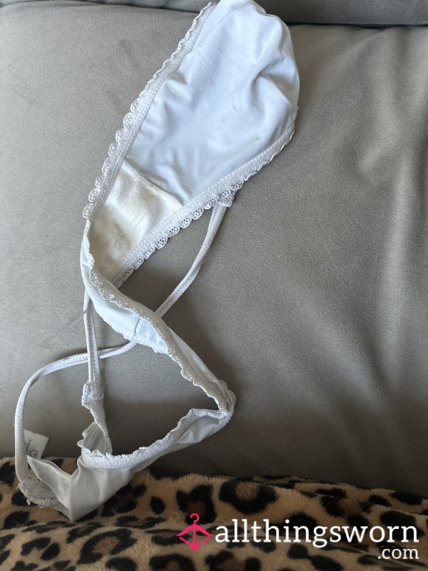 Cream Pied White Thong🫣