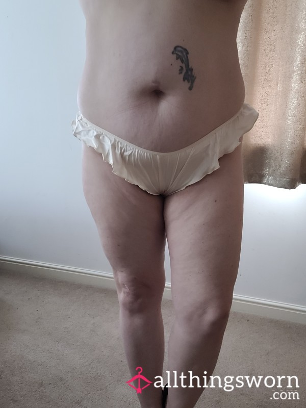 Cream Satin Thong