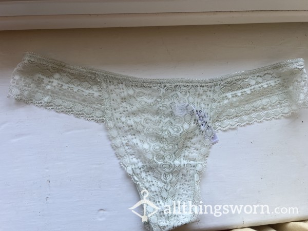 Cream Thong Worn