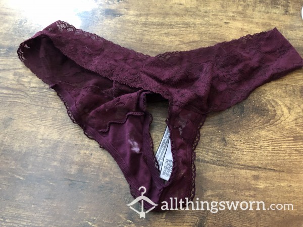 Creamed In Purple Lace Thong