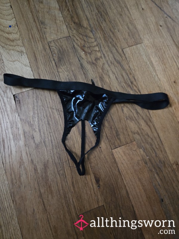 Crotchless Fetish Thong (bbw, Pleather, Fupa, Fat, Bdsm)