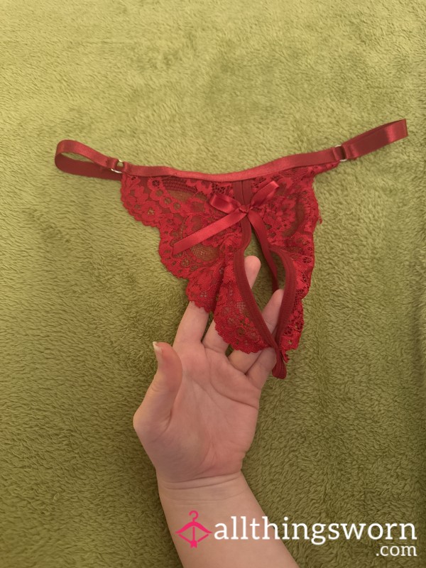 Crotchless Red Lacy Present 🎁