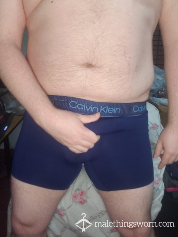 Custom Calvin Klein Microfiber Mesh Medium Blue Boxer Brief (Has Hole)