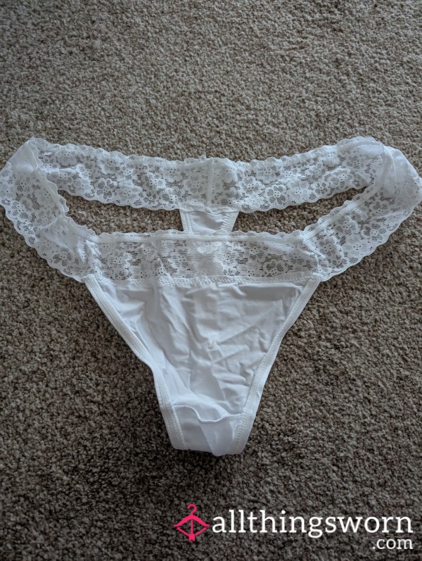 White Lace Thong - Custom Wear