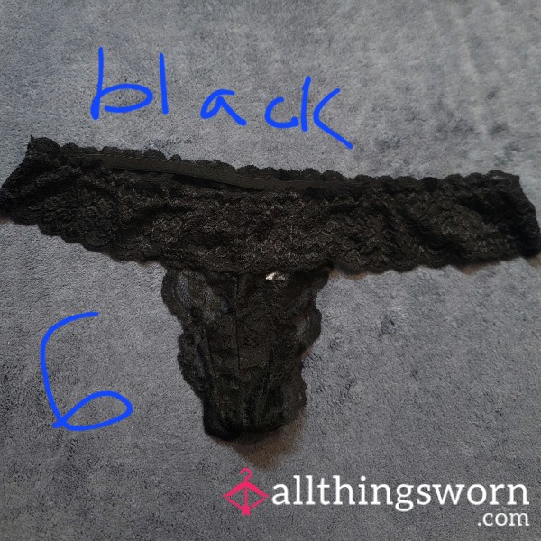 Custom Worn Black Lacey Adore Me Thong Panties