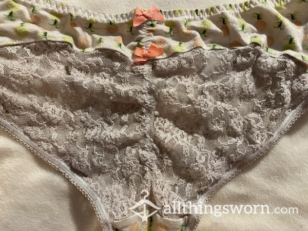 Custom Worn Pineapple Panties With Lace Bu*t