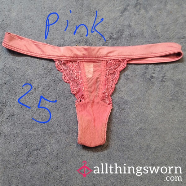 Custom Worn Pink Lacey Victoria's Secret Thong Panties