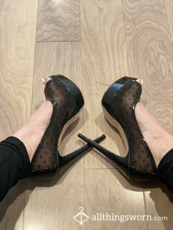 Cute A** Open Toe Black Heels. Pics And Video