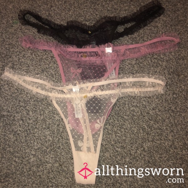 Cute Frilly Lace Thongs With Cotton Gusset🩷