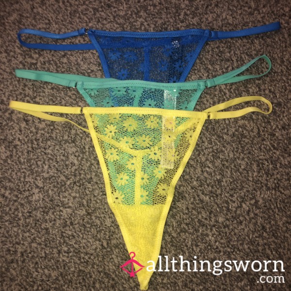 Cute Lace G Strings With Cotton Gusset💛🩵💙